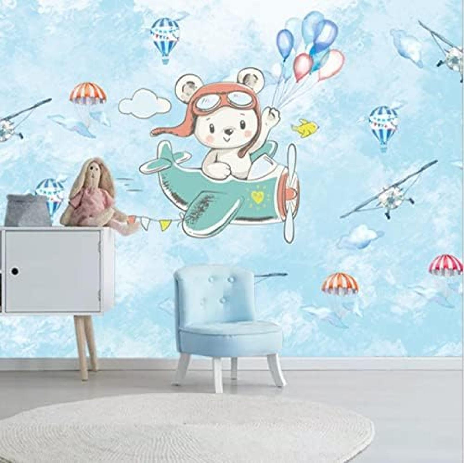 Papier peint enfant nuages pour transformer la chambre de garçon en un ciel bleu azur