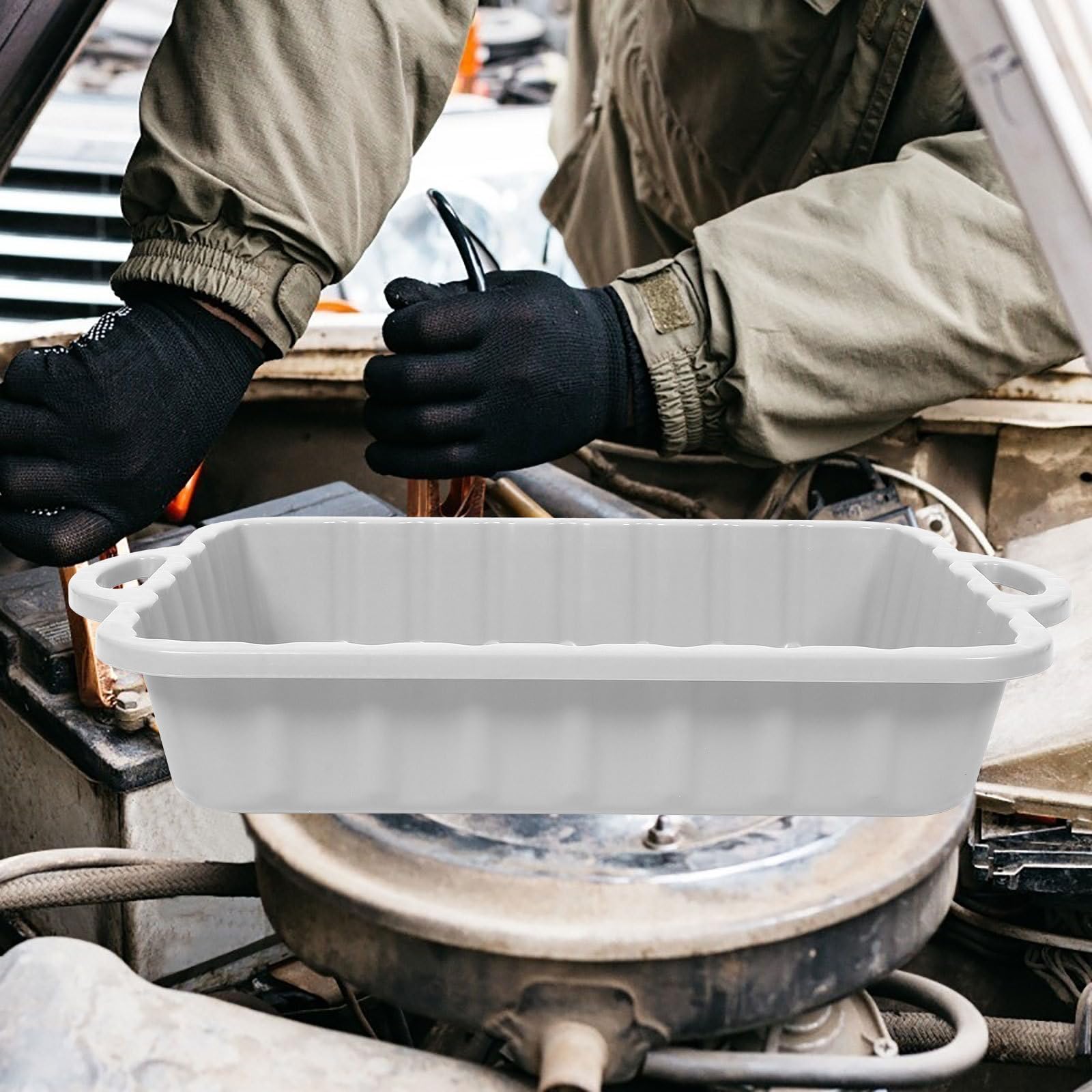 CALLARON Bac De Vidange Huile Moteur 23.4L Plateau Collecteur D'Huile Plastique Épaissi Antidébordement Outil Entretien Auto pour Changement Et Nettoyage