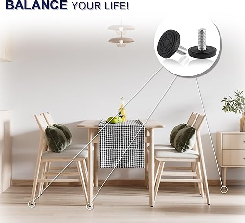 Miniatura 7 de COIDEA Niveladores de patas de muebles de rosca M8, 12 patas ajustables para muebles roscadas, patas niveladoras atornilladas para muebles,