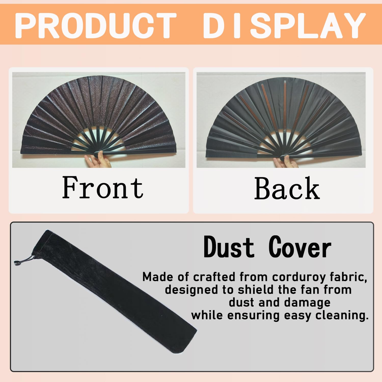 Large Rave Folding Clack Fan – 24.4” Popping Fan With Sleeve For Line Dancing, EDM Festivals, Parties