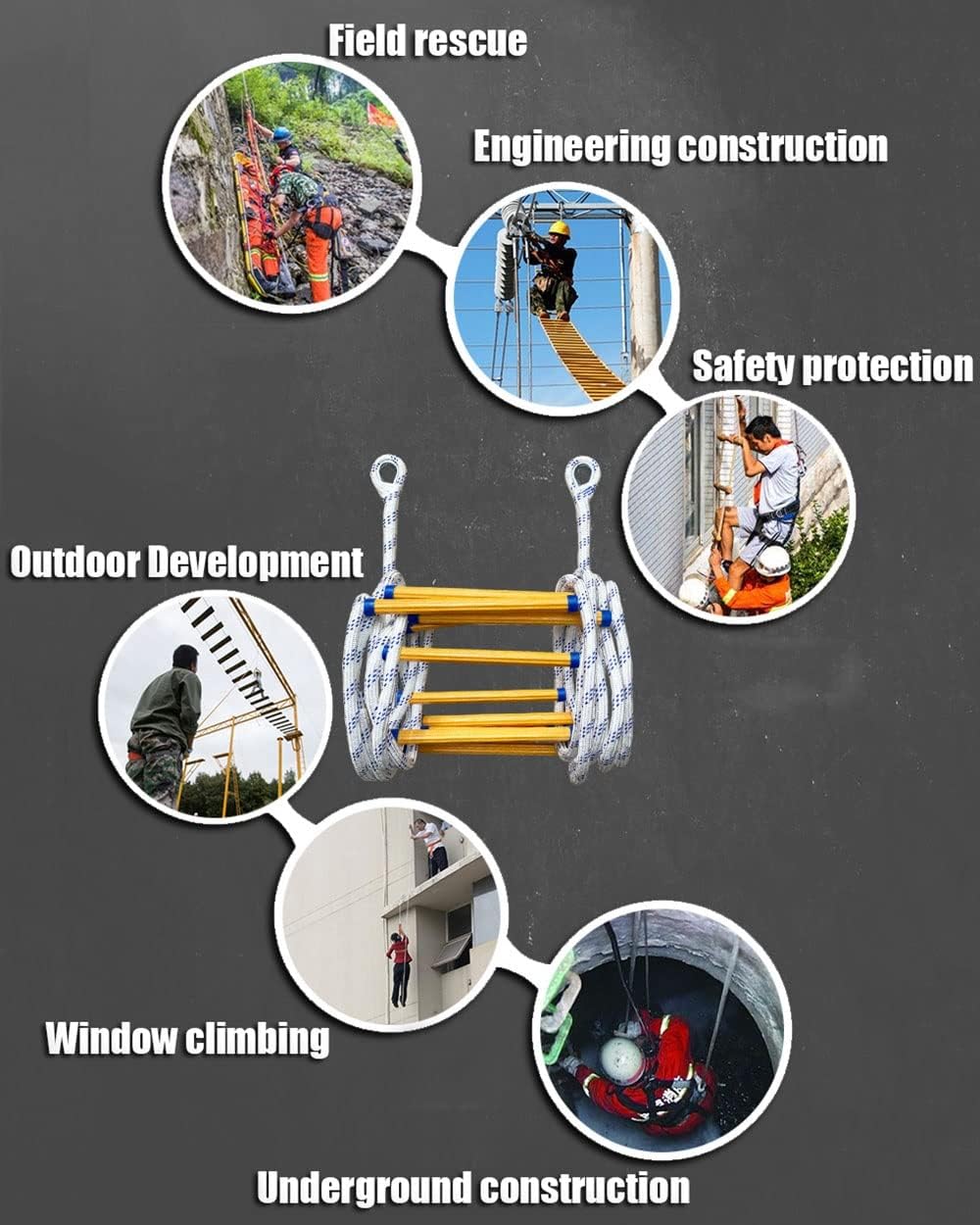 Rope Ladder,Safety Ladder Fire Escape Ladder, Outdoor Climbing Rope Ladder,Safety Ladder Escape Ladder for Fire/40Cm Spacing/19M/62.3Ft