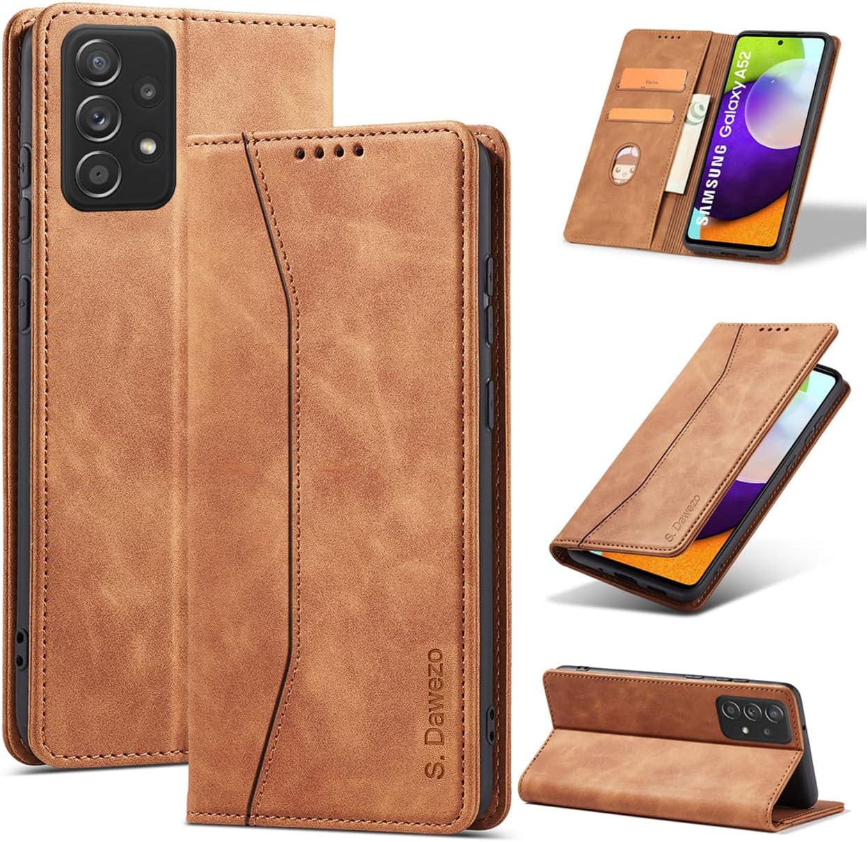 S. Dawezo Hülle für Samsung Galaxy A52, Premium Leder