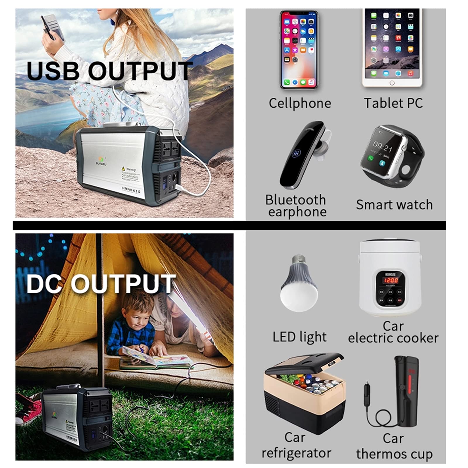 TIM-LI Estación De Energía Portátil De 500Wh 145600 Mah/Batería De Litio De Respaldo para Camping, Viaje, Autocaravana, Apagones, Emergencia