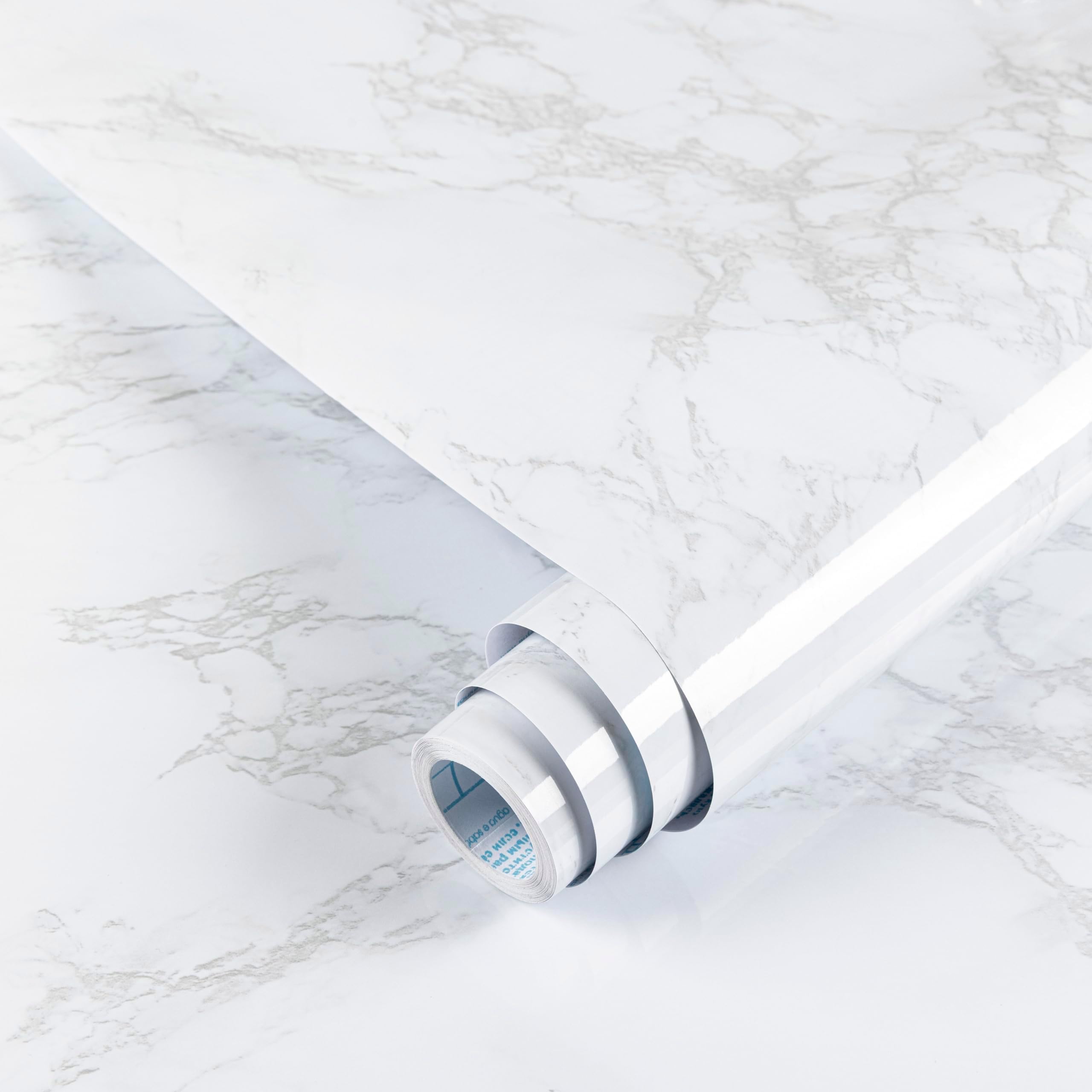 Hode Marble Vinyl Wrap 60cmx500cm, White Granite Sticky Back Plastic Roll, Marble Self Adhesive Wallpaper for Kitchen Countertop Worktop Vinyl Covering
