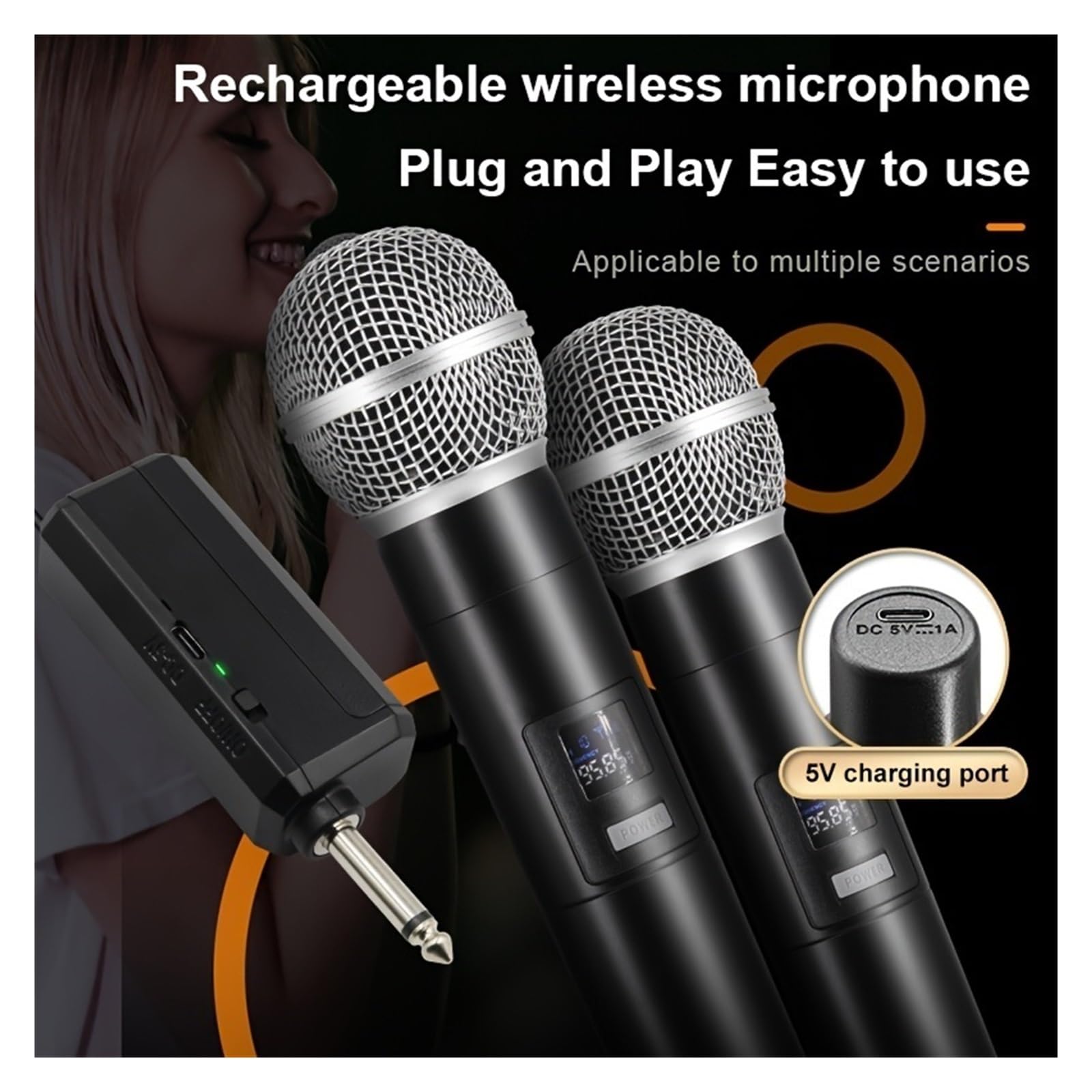 Microfonico Wireless, Adatto For KTV Domestica, Feste, Discorsi E Apparecchiature For Karaoke Domestico Riproduzione Chiara Del Suono(2)