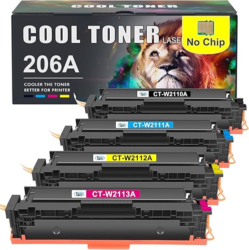 Cool Toner - Cartucho de tóner compatible para impresora HP 206A, 206X, W2110A, W2111A, W2112A, W2113A, Color Laserjet Pro M255dw, MFP M283fdw,