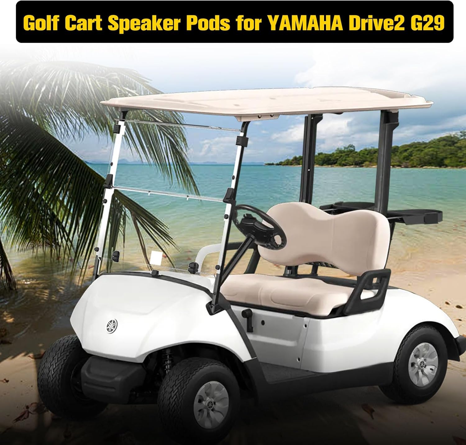 6.5" Under Dash Kick Speaker Pods Brackets for Yamaha Drive2 G29 Standard Golf Cart Accessories, Front Kick Panel Loudspeaker Mount Support, Premium ABS Speaker Enclosures Pods for Yamaha, 2PCS