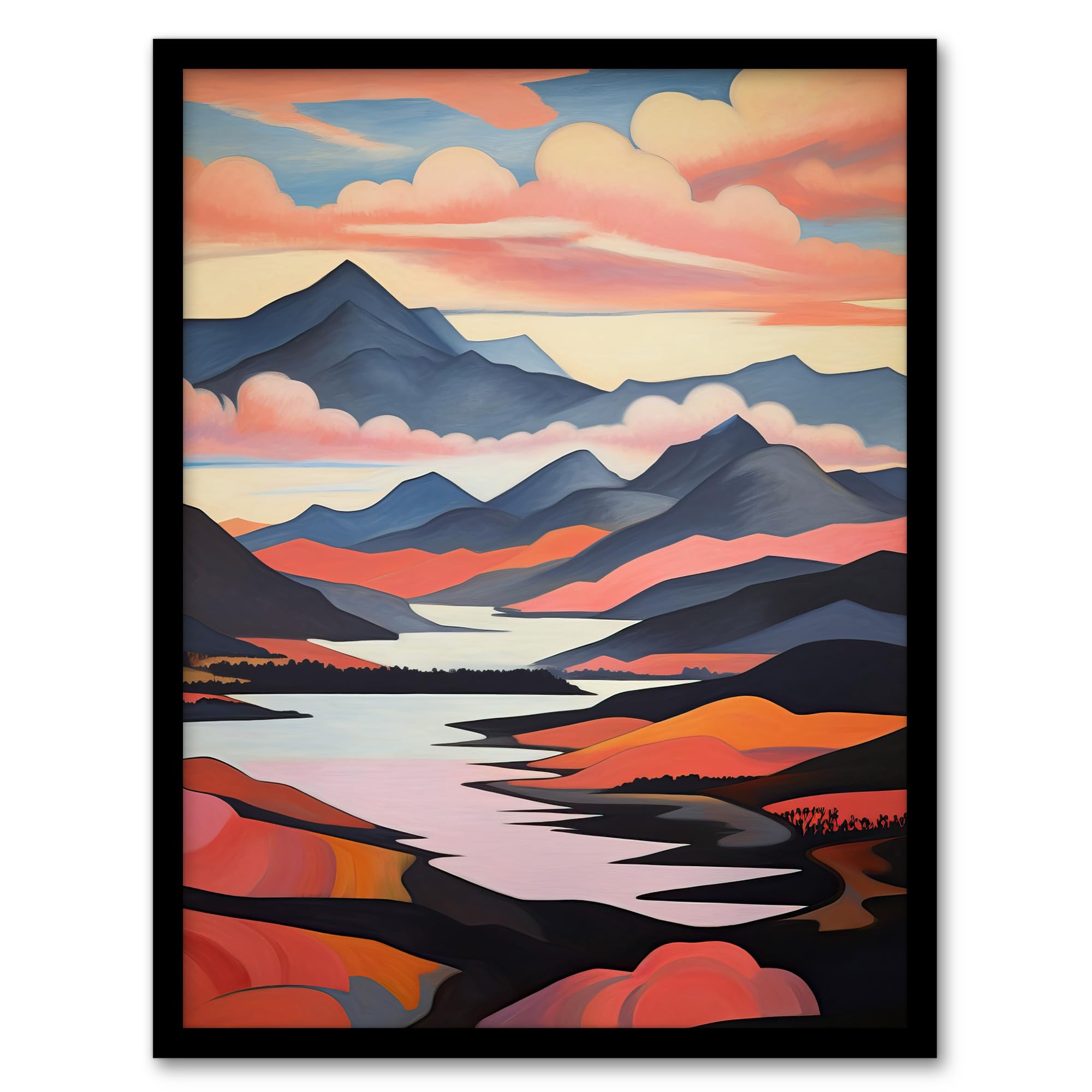 Wee Blue Coo Cairngorms Loch Lee October Scotland Artwork Framed Wall Art Print A4