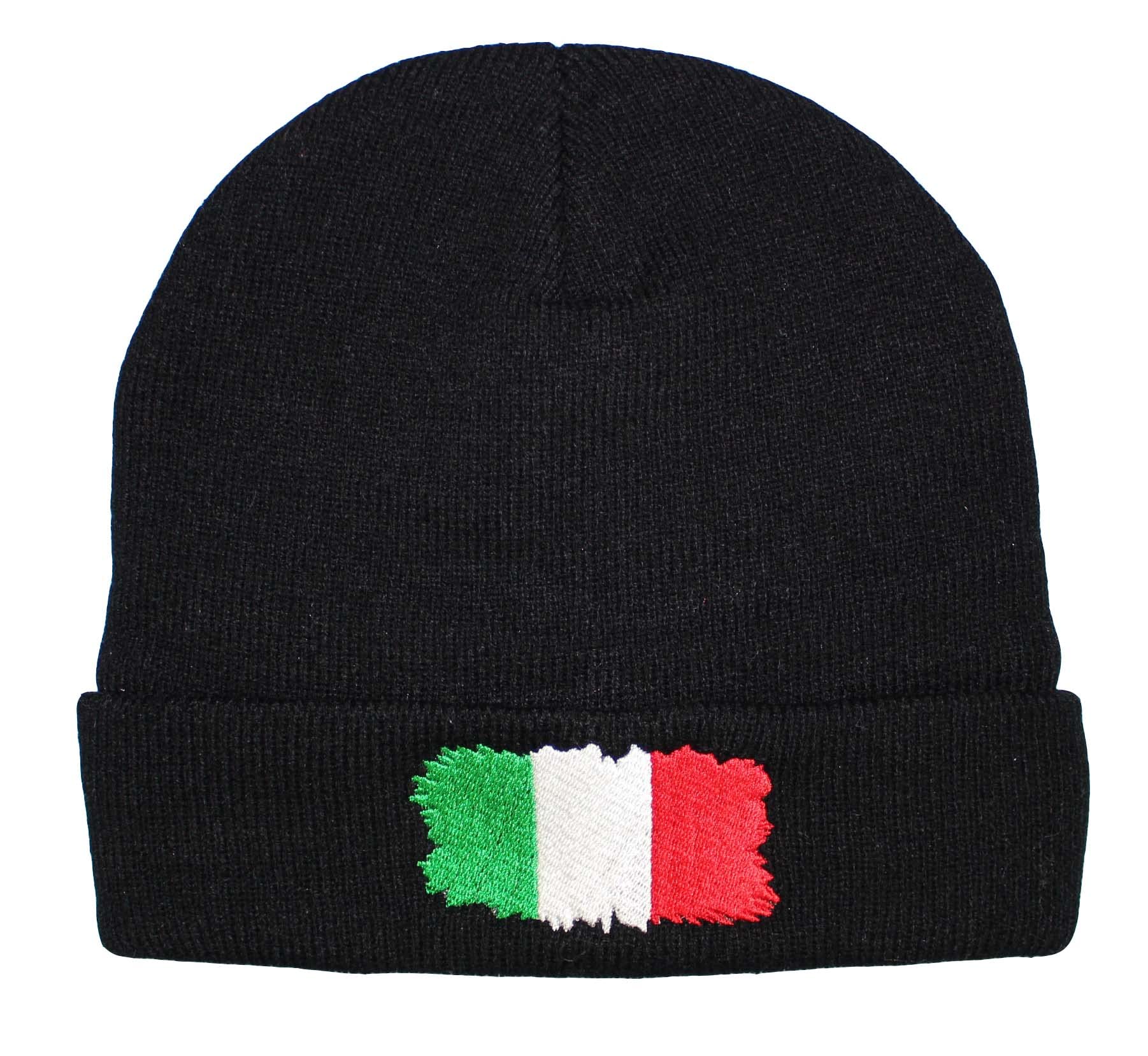 TeddyTs Men's Italian Flag of Italy Thermal Beanie Hat Black