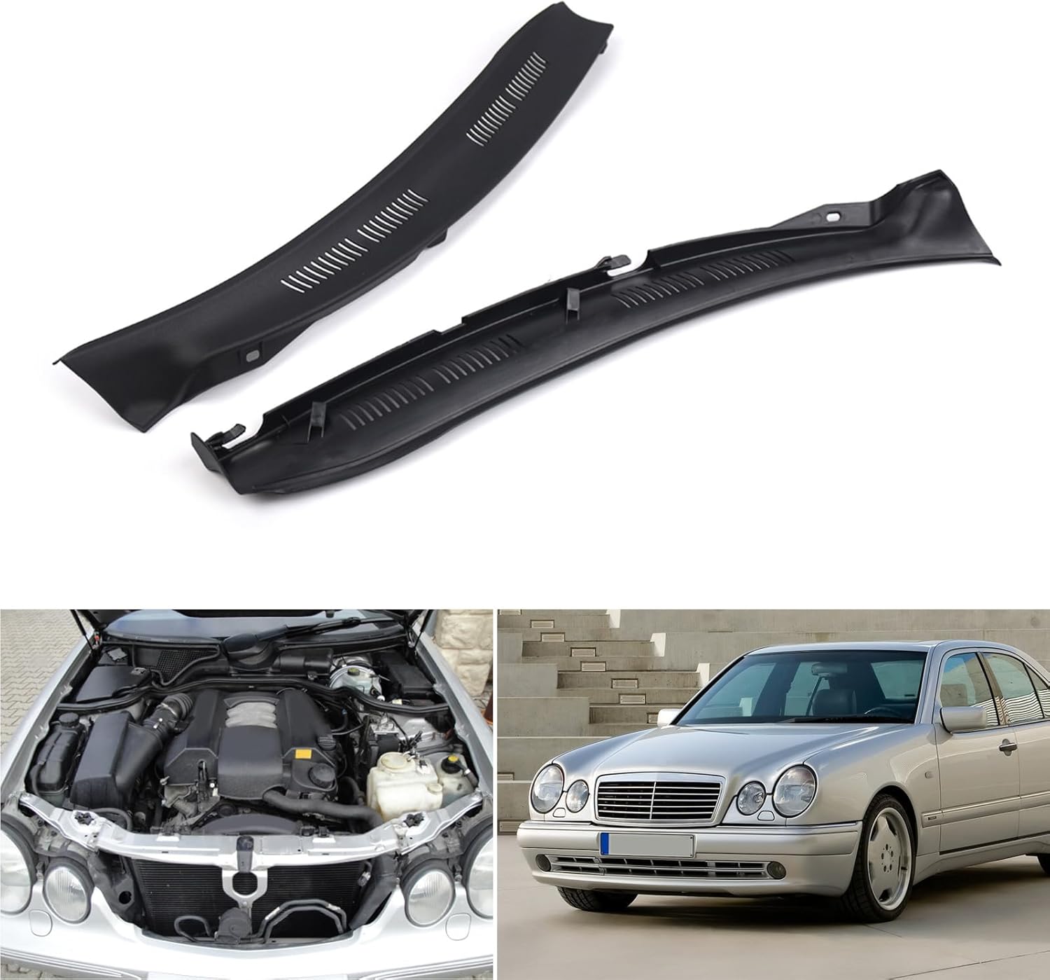 Front Coverage Replacement Front Coverage Vehicle Windshield Wipe Screen Cover Set 2108310958/2108311058 for W210 96-03 Windshield Wiper Cowl Cover