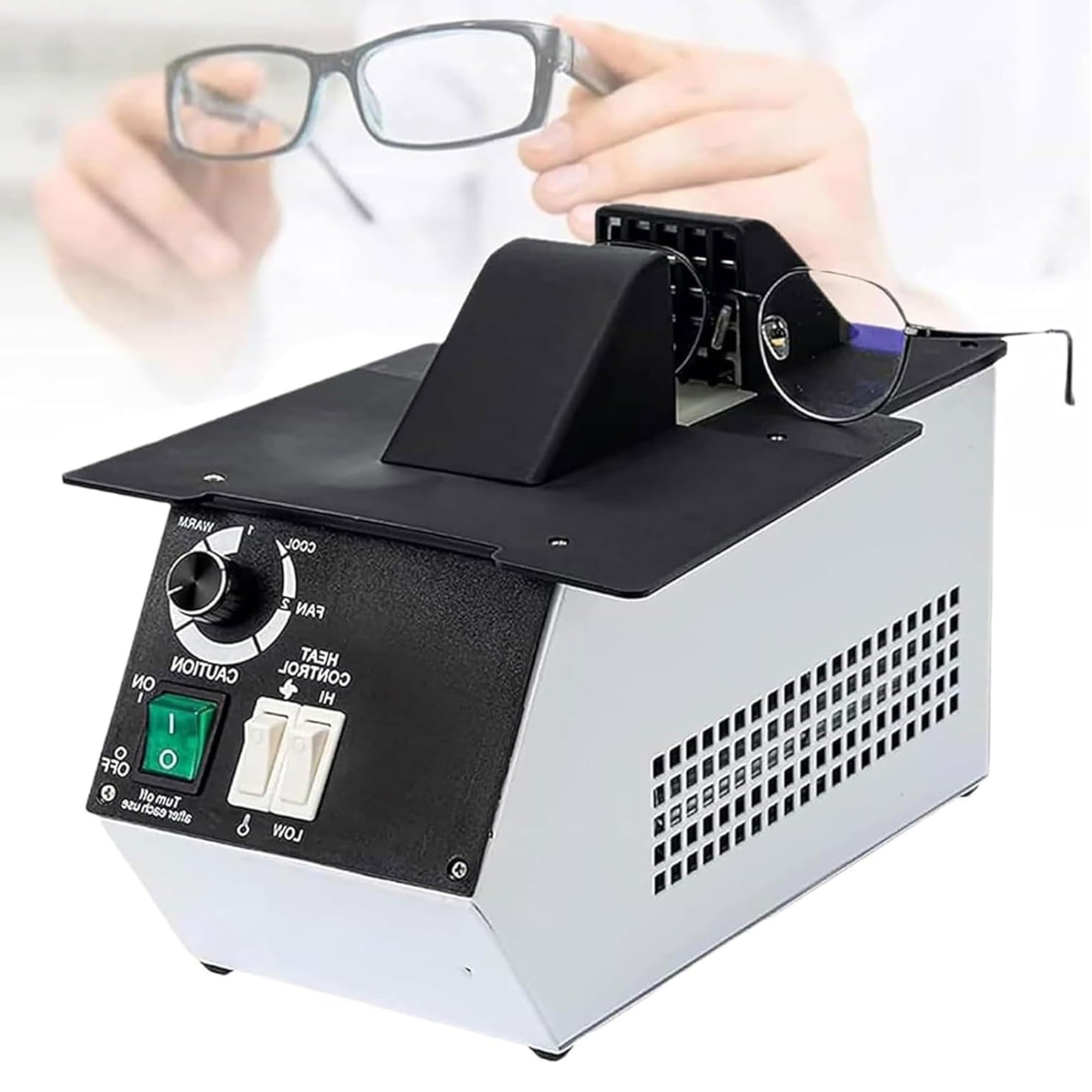 Chauffe-montures lunettes 1500W, commutation air chaud/froid optique