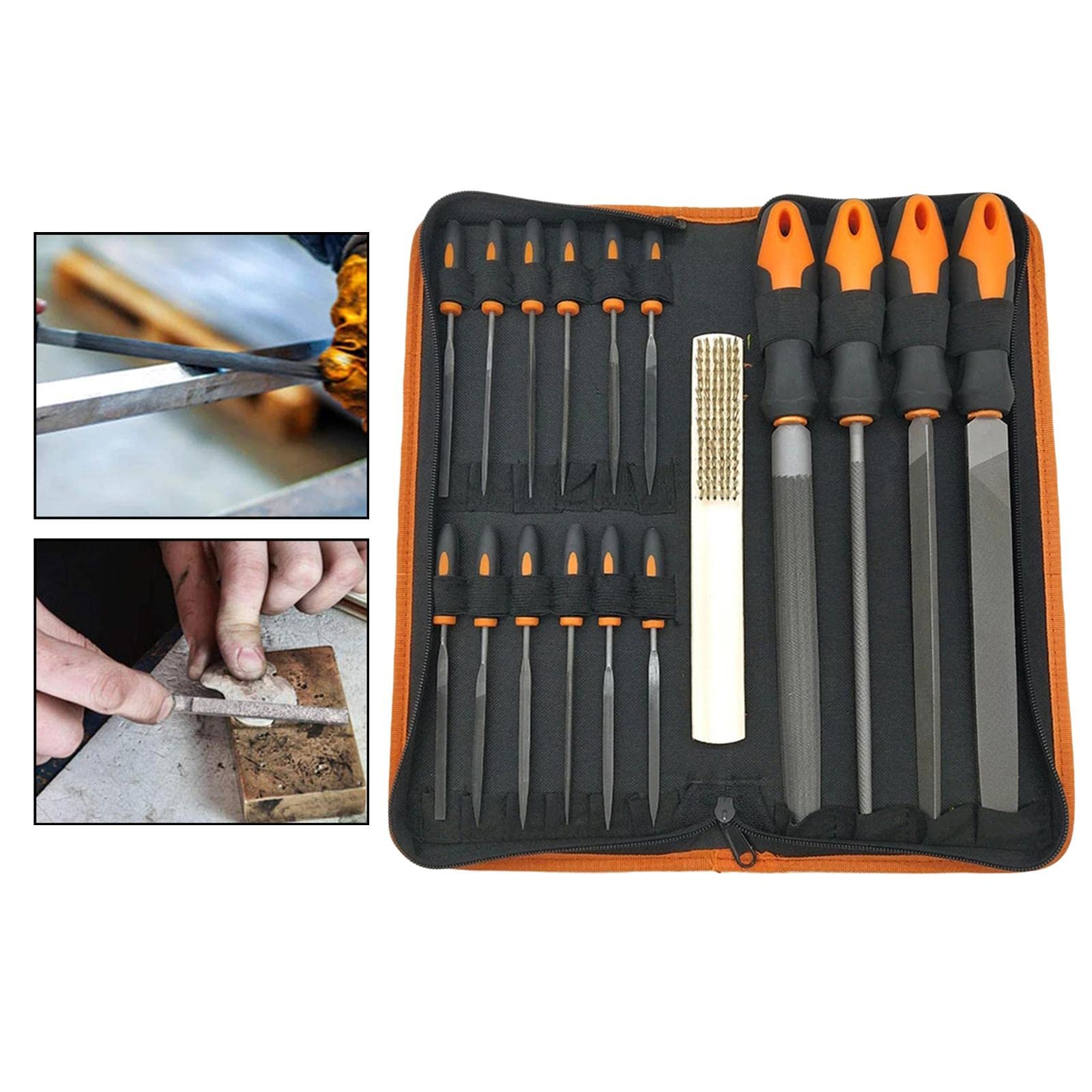 Set di 19 lime in acciaio legato, piatta/triangolare/semicircolare/rotonda
