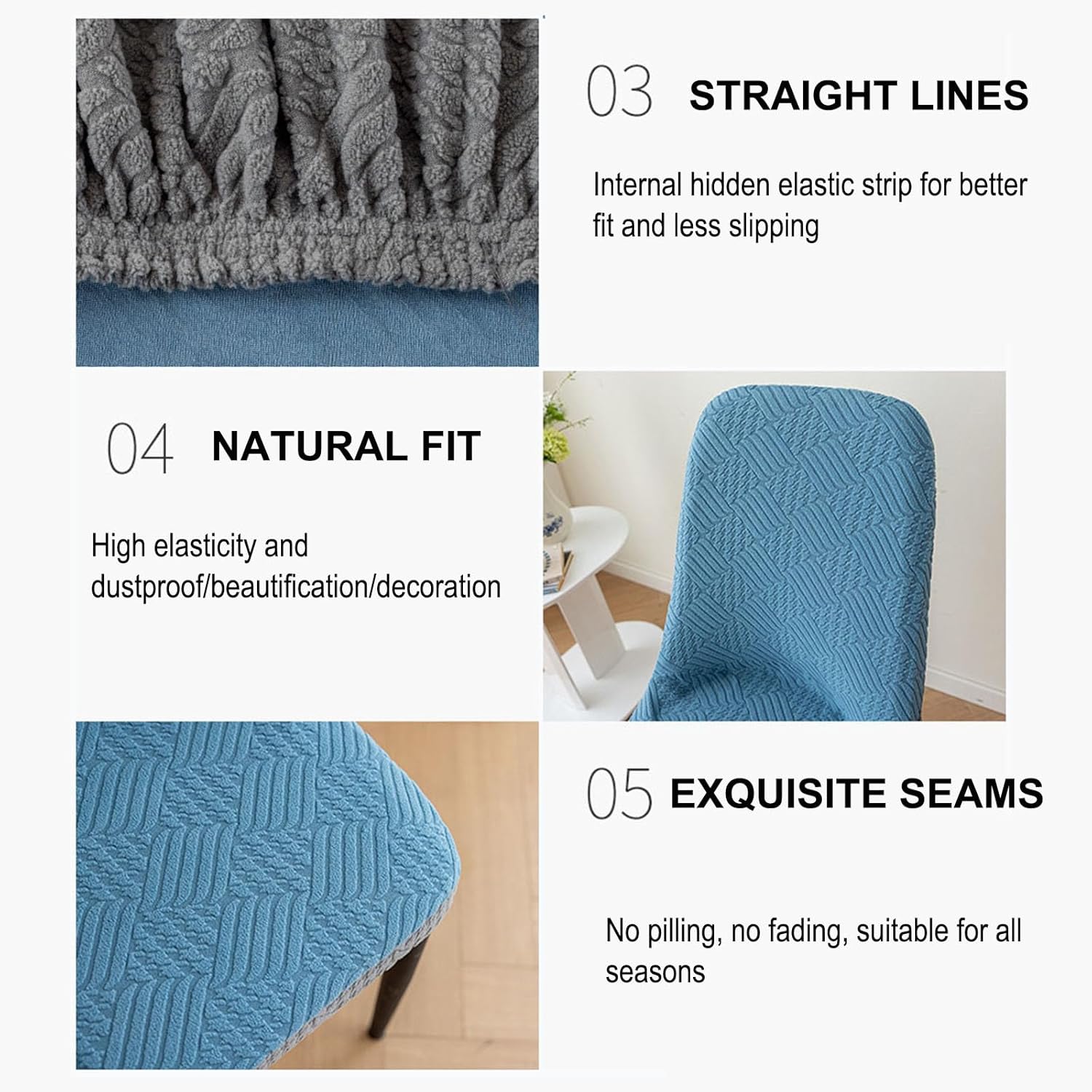 Modern Stretch Curved Back Chair Cover Mid Century Accent Dining Armless Covers Home Curved Stretch Chair Covers for Bedroom Vanity Banquet,Gray,6pcs