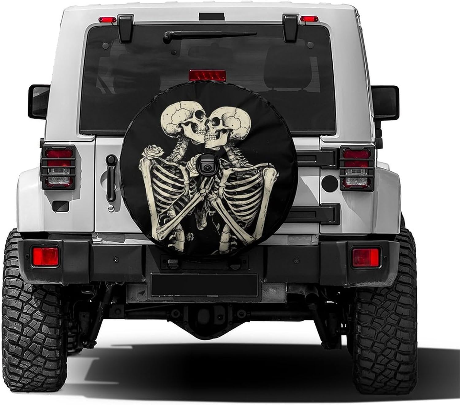 Cartoon Pink Flamingo Spare Tire Cover with Backup Camera Hole Wheel Tire Cover Fit Trailer, RV, SUV and Many Vehicle 17inch