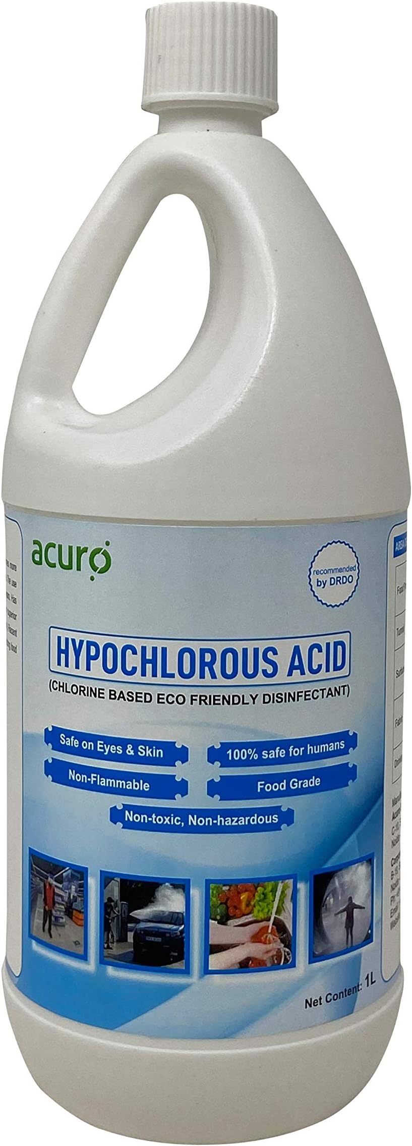 HYPOCHLOROUS ACID: DRDO recommended & EPA approved Eco friendly disinfectant | Safe for Skin (1ltr)