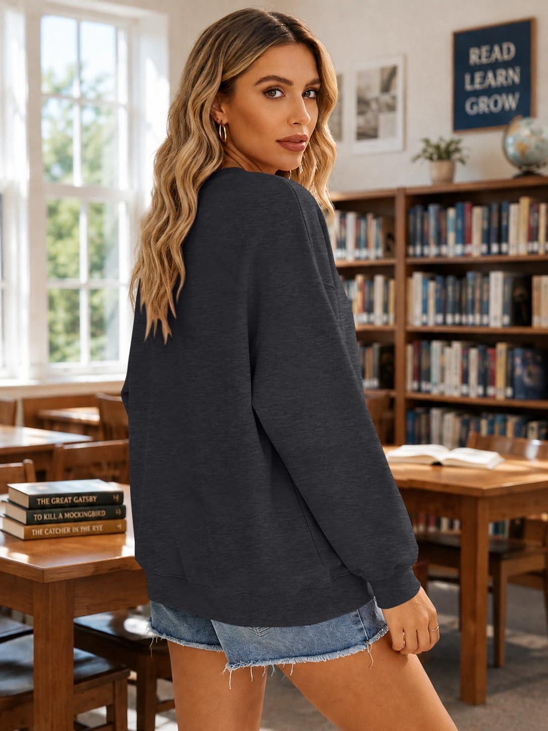 ALLTB Book Sweatshirts Women It’s a Good Day to Read Book Graphic Shirt Bookish Teacher Reading Pullover Long Sleeve Top