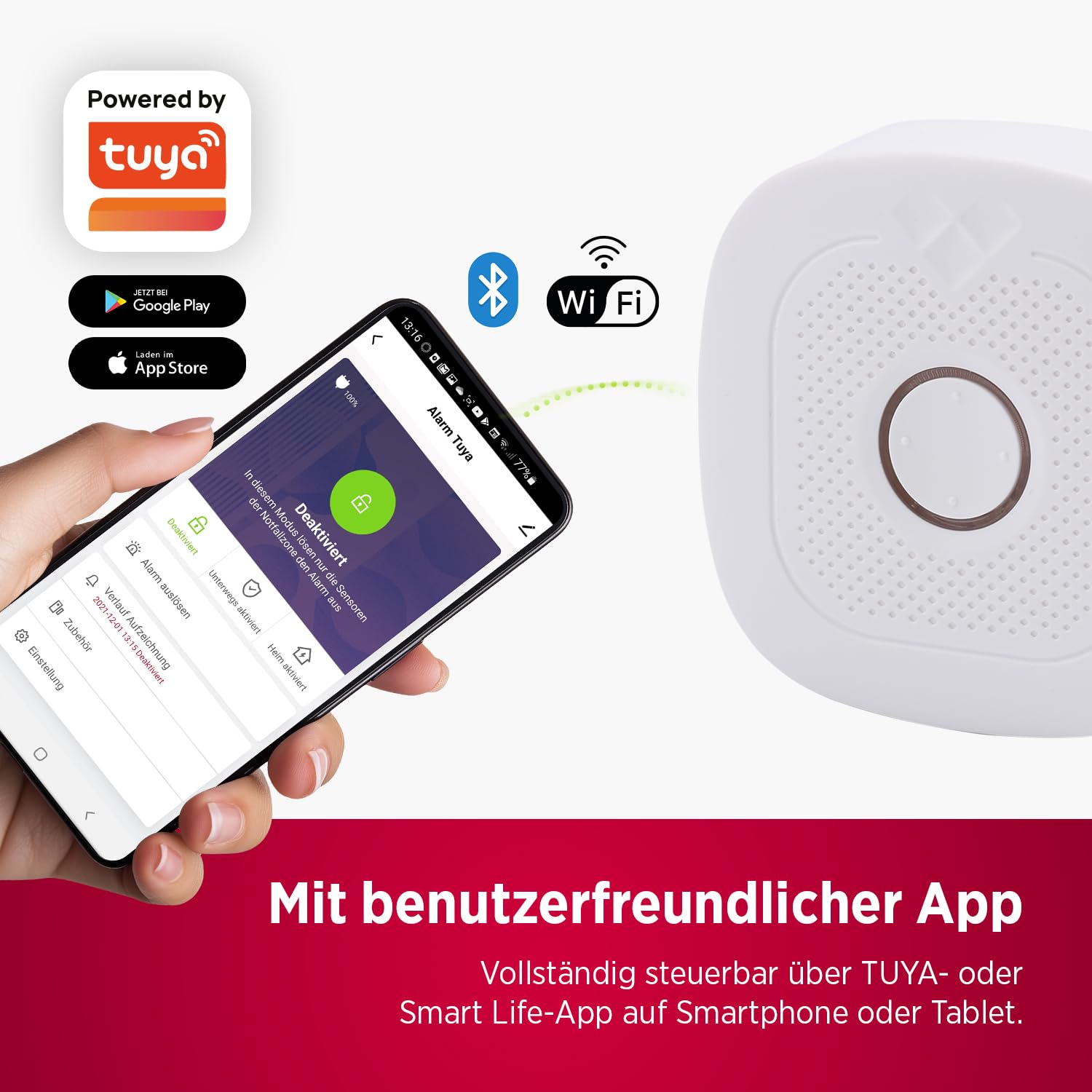 Olympia ProMini Smart Home Gateway mit Alarm-Funktion | Alarmanlage Haus mit WLAN | Alarmanlage Wohnung & Sicherheitssystem für Zuhause | Home Security System mit TUYA-App & 90 dB Sirene