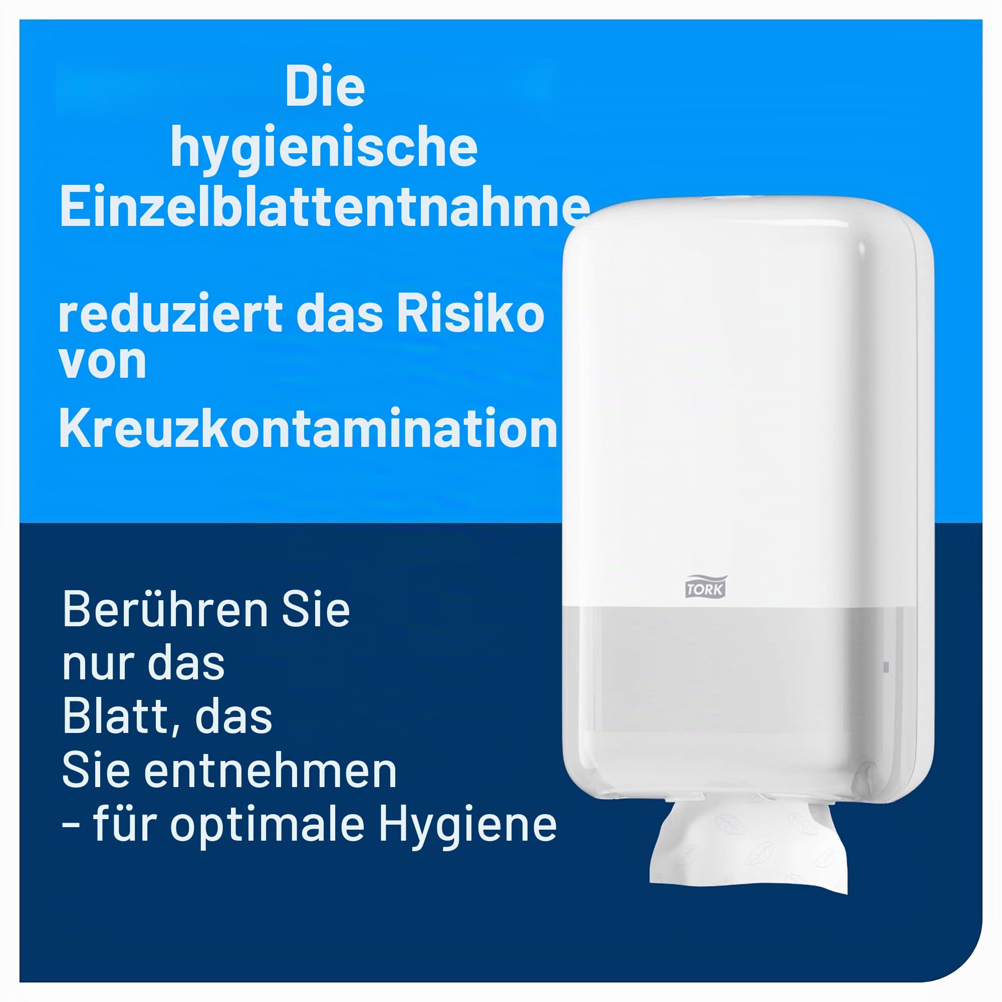 Tork 556000 Spender für Einzelblatt Toilettenpapier / Tork T3 Toilettenpapierspender für hygienische Einzeltuchentnahme in Weiß