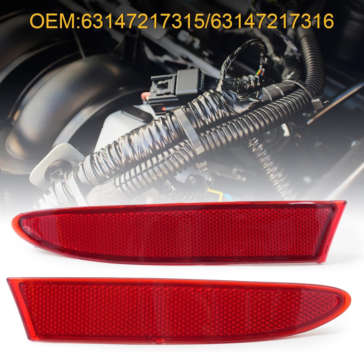 63147217315 63147217316 Rear Bumper Reflectors Pair Left & Right Side Compatible for BMW X3 F25 Replace# 7217315 7217316 14209FJ3 2072879 BM8044354 170382009 0682939