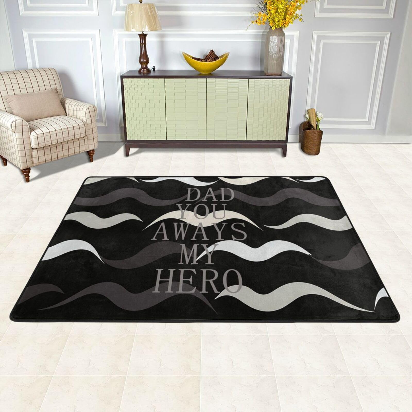 Tapis de sol absorbant et lavable 183x122 cm pour salon et chambre