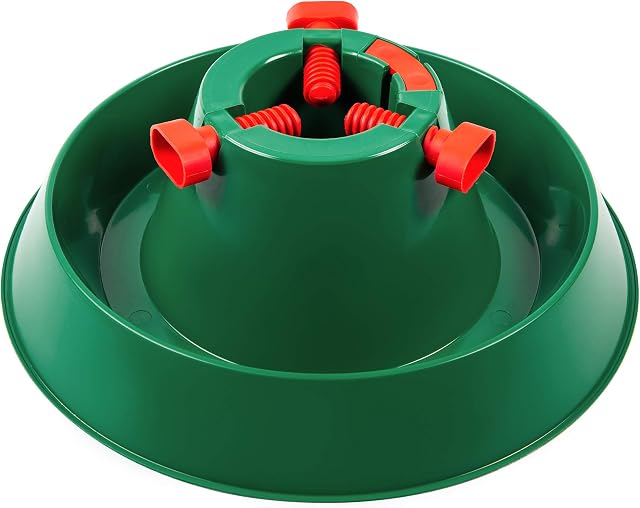 XMAS Christmas Tree Stand Real Up To 8 Feet HEAVY DUTY Water Reservoir Strong Holder Base Frame Round GREEN - Latest Extra Sturdy Design & Assembled In Minutes Artificial Trees