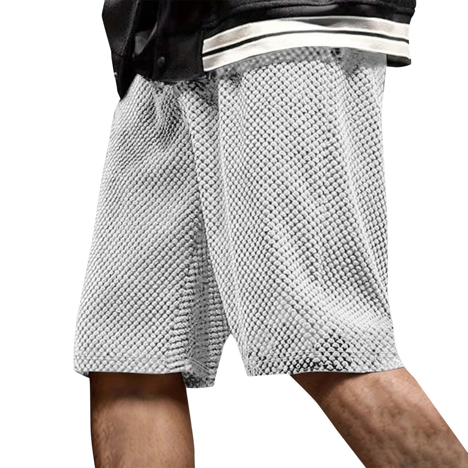 Pantaloncini sportivi da uomo, taglie forti, con coulisse, elasticizzati