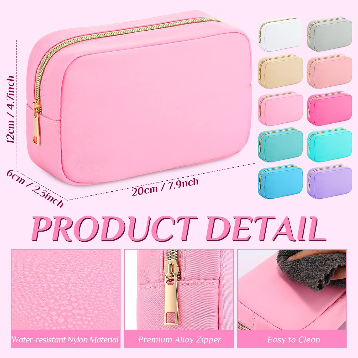 Sweetude 10 Pieces Nylon Makeup Bag Cosmetic Bags for Women Reusable Makeup Organizer Bag Cosmetic Travel Bag Big Capacity Toiletry Travel Organizer with Zipper(Colorful) - Image 3