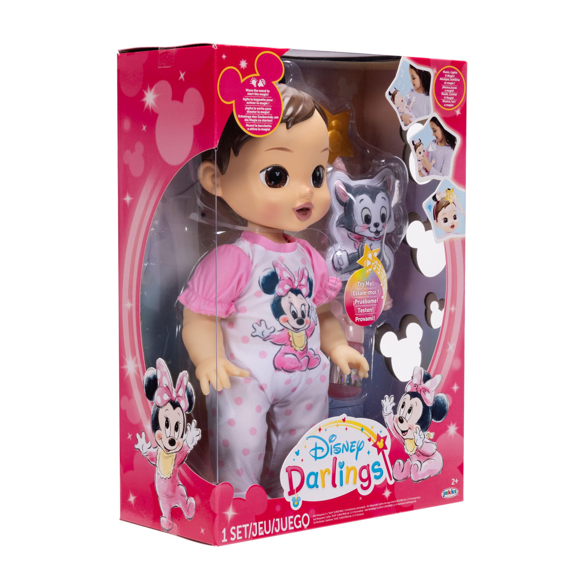 Disney Bambola interattiva deluxe Darlings Minnie Mouse 13" / 33cm | prodotto con licenza ufficiale Jakks Pacific, funzioni interattive, accessori inclusi, regalo per bambine dai 3 anni in su