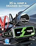 X8 10000A Jump Starter Portable Jumper Starter pour tous les gaz & Moteurs diesels 12V Boîte de saut pour démarreur de voiture & Booster de batterie, QC 3.0 Chargez vite, LED Voiture légère