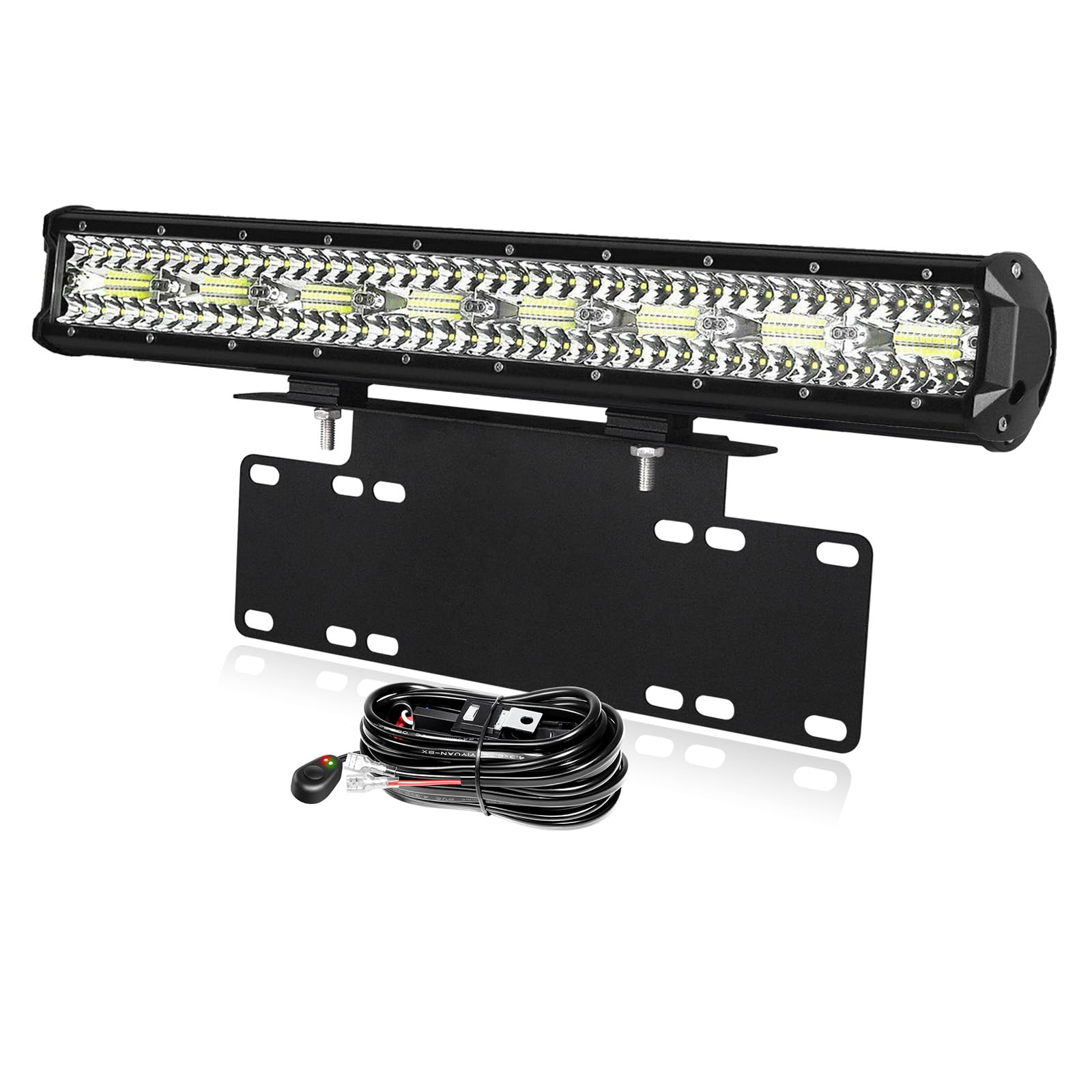 PICAA Listwa oświetleniowa LED do samochodu 23 cale 480 W z uchwytem montażowym tablicy rejestracyjnej