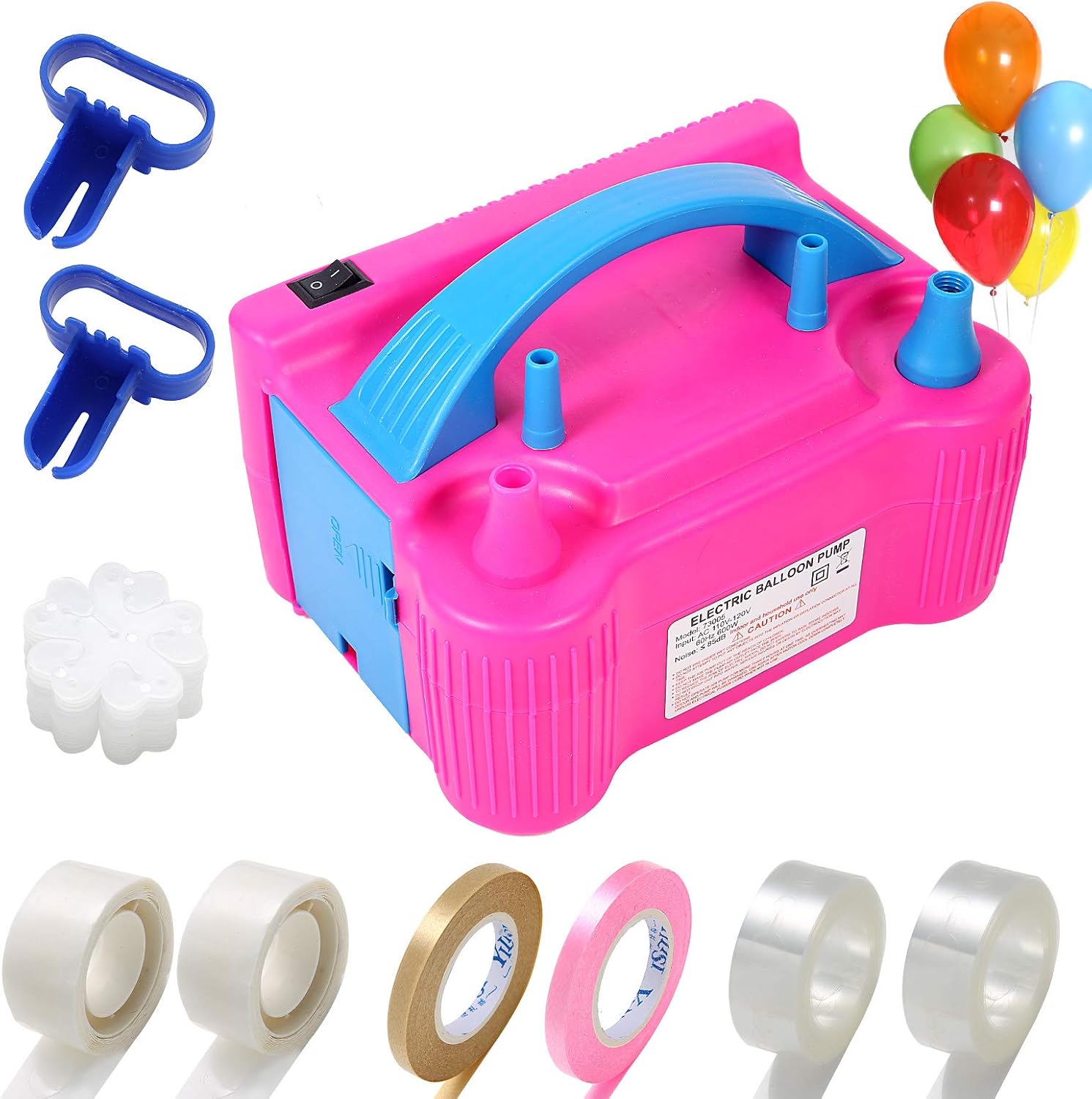 Gresus Electric Balloon Pump,110V 600W Portable Dual Nozzle Quick-Fill Balloon Inflator/Blower with Extra Accessories for Party Decoration