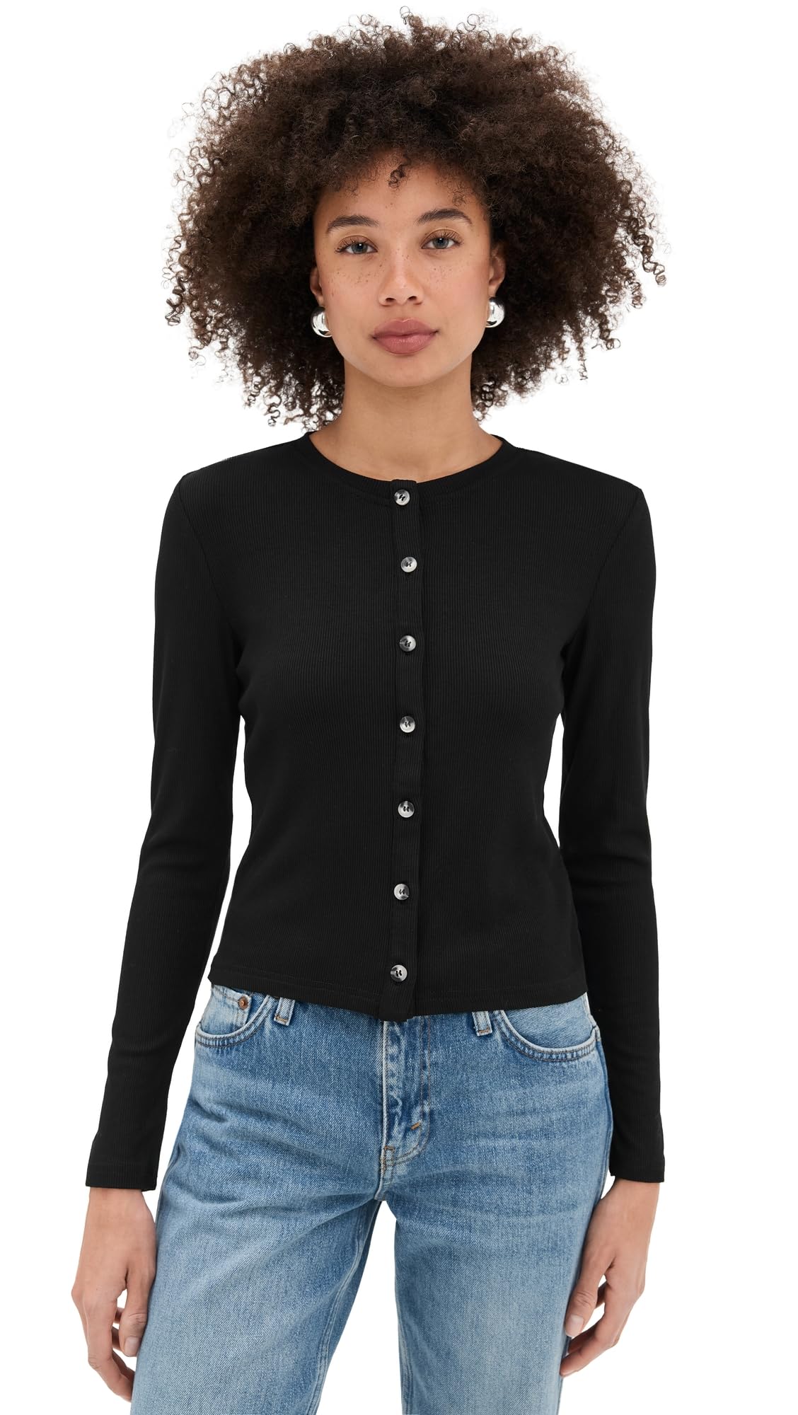 perfectwhitetee Womens Maureen Luxe Rib Fitted Cardigan