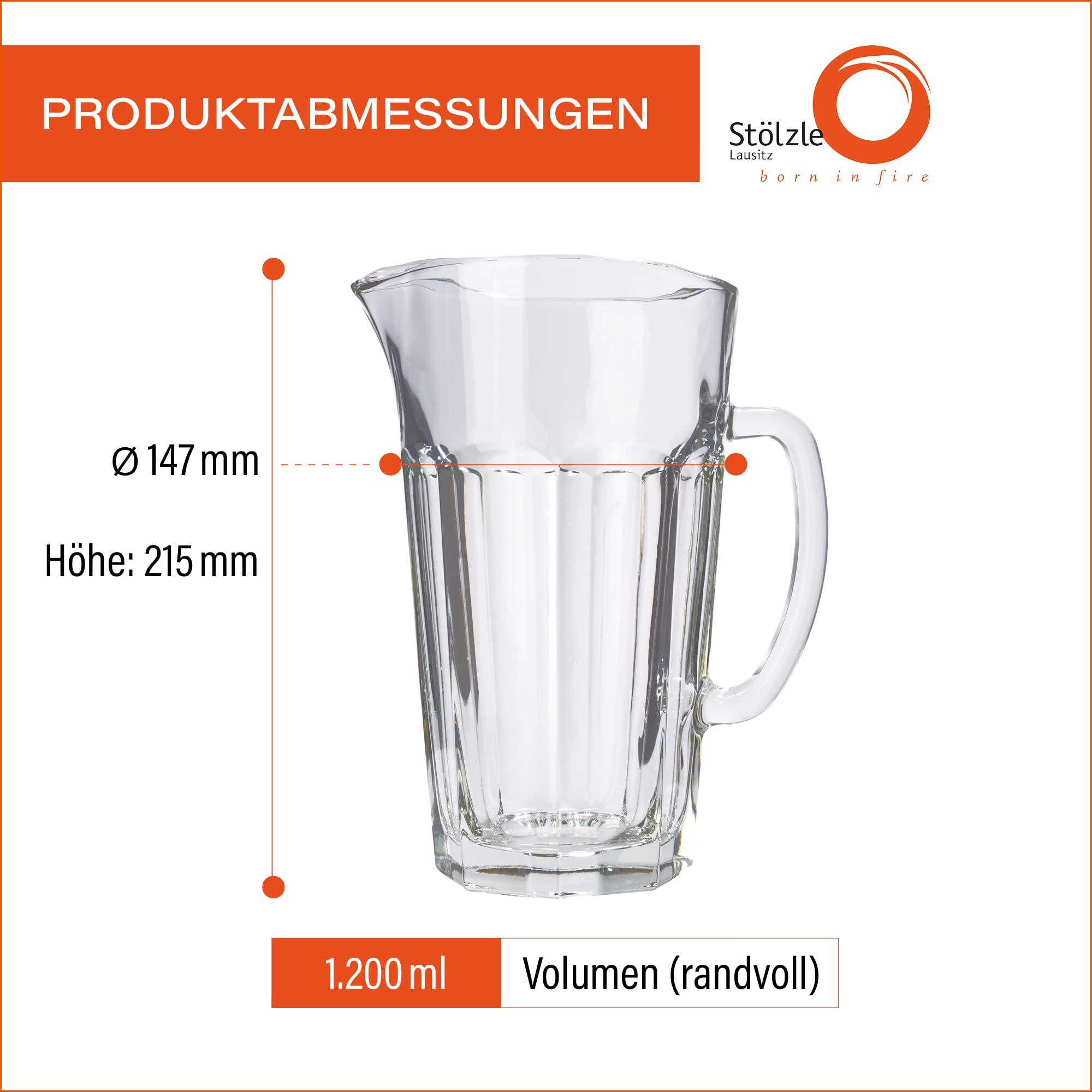 Stölzle Lausitz Max Jug - Juego de 6 jarras de agua (1,2 litros)