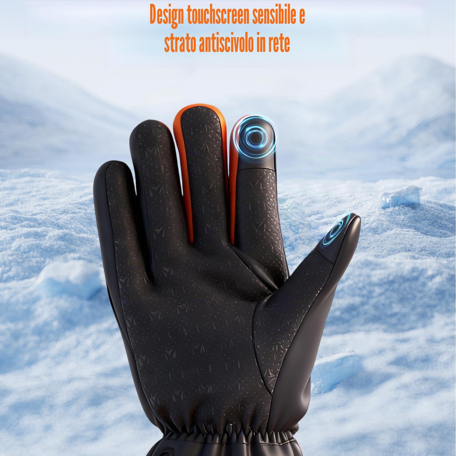 Guanti Riscaldati per Uomini Donne, Guanti Riscaldati Ricaricabili 5V 6000mAh, 3 Livelli Temperatura, Scaldamani Touchscreen per Lavoro all'aperto, Sci, Moto, Ciclismo