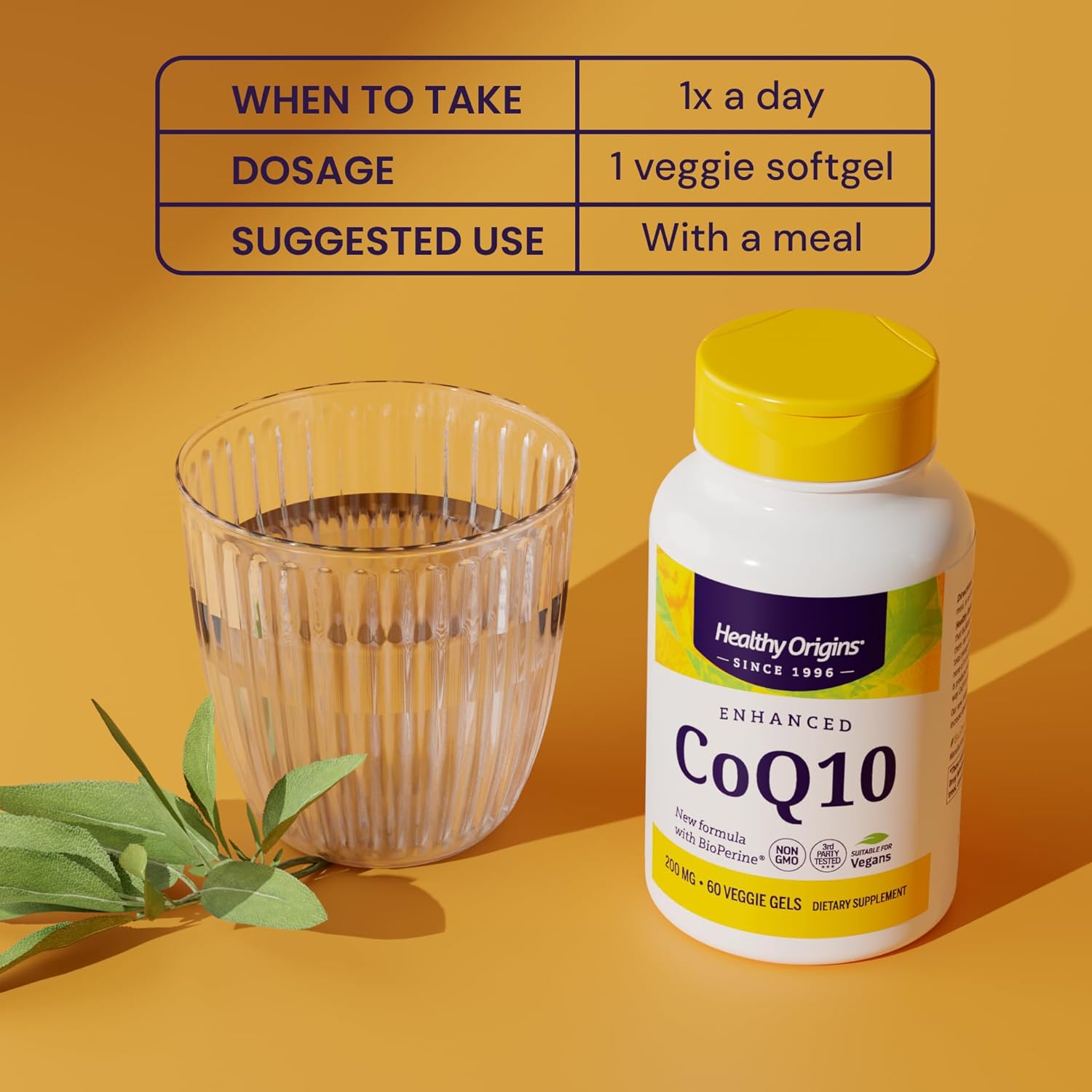 Healthy Origins Natural Enhanced CoQ10 (BioPerine®), 200 mg - Heart Health & Energy Supplement - Gluten-Free & Non-GMO Supplements, with BioPerine & Sunflower Lecithin ((Pack of 1) 150 Veggie Gels) - Image 5