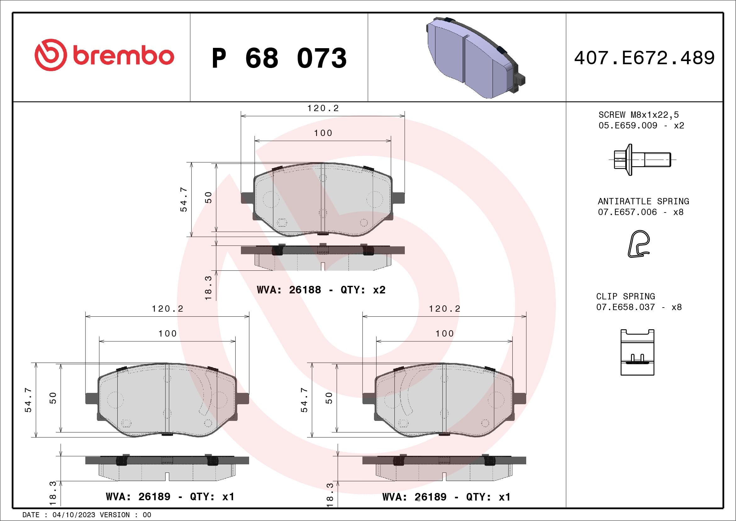 Brembo Pastillas de freno P68073