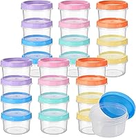 Vista 1 de Recipientes de plástico reutilizables de 7 onzas con tapas, tarros de almacenamiento de alimentos, contenedores apilables multicolores