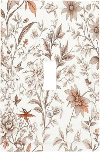 Miniatura 62 de Cubiertas Decorativas para Tomacorrientes Boho Floral Beige Flor y Hoja Botánico 1 Gang Interruptor de Luz Dúplex Placa Cubierta Placas de Boho