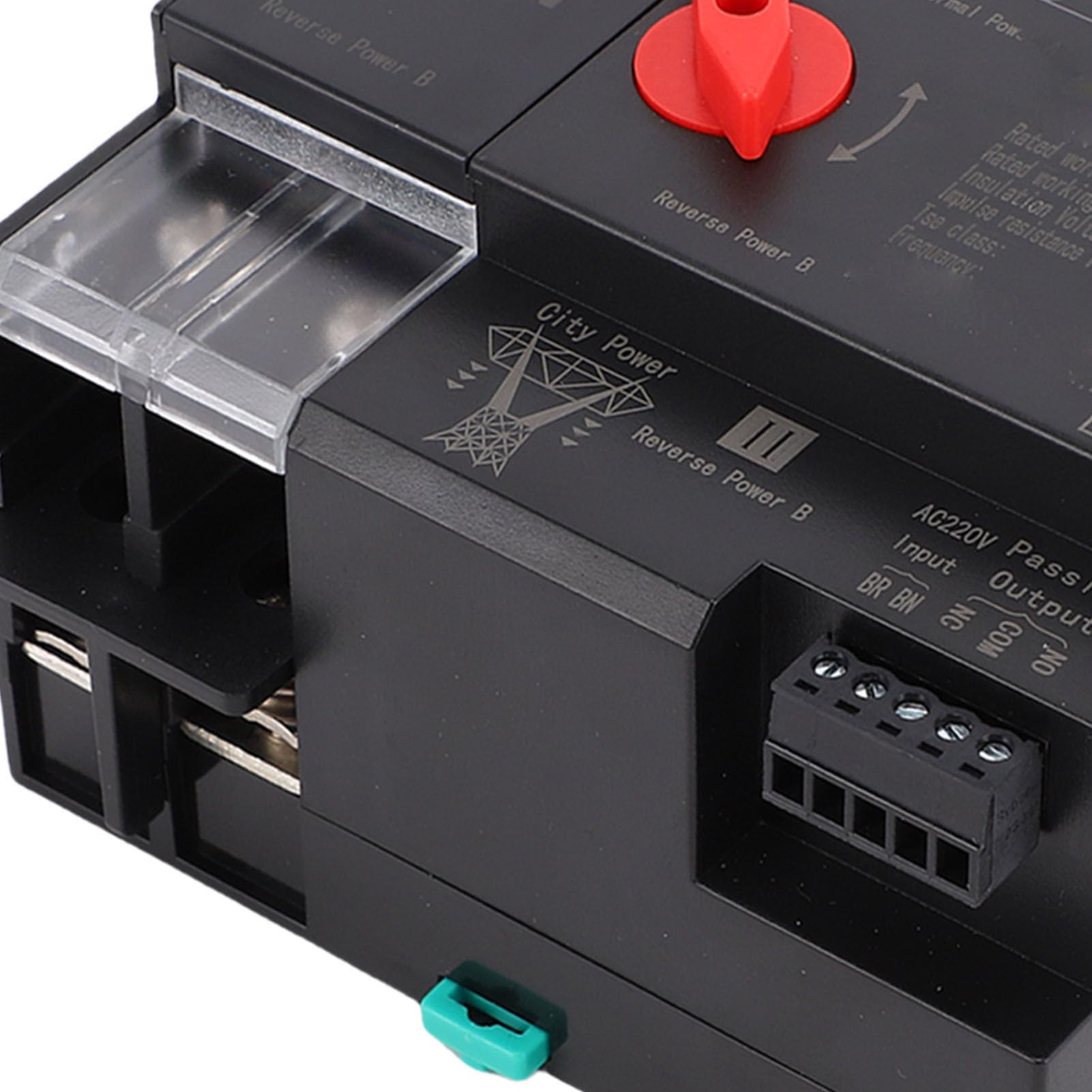 Tissting Interruptor De Transferencia Automática De Doble Potencia 2P 100A Sin Interrupción - Controlador De Palanca Montaje En Rail DIN 35mm