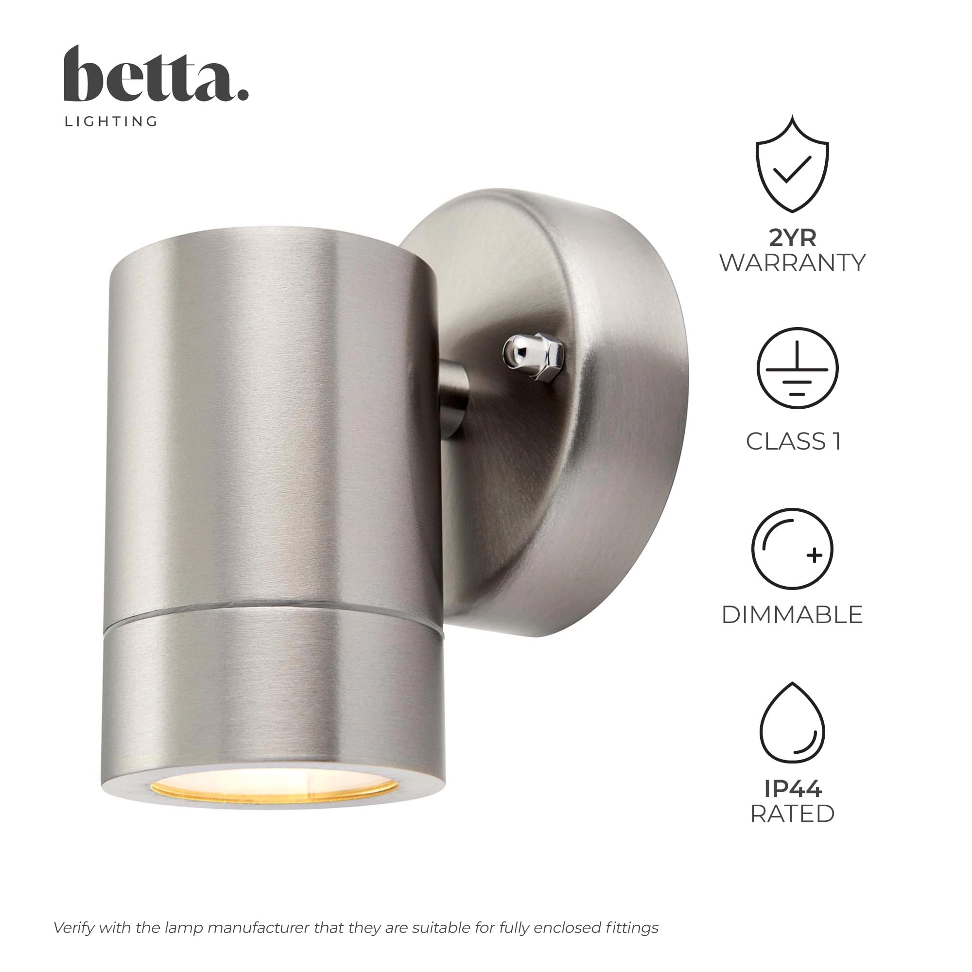 35W Brushed Stainless Steel Modern Decorative Outdoor Garden IP44 LED Compatible GU10 Wall Light Downlight - Image 2