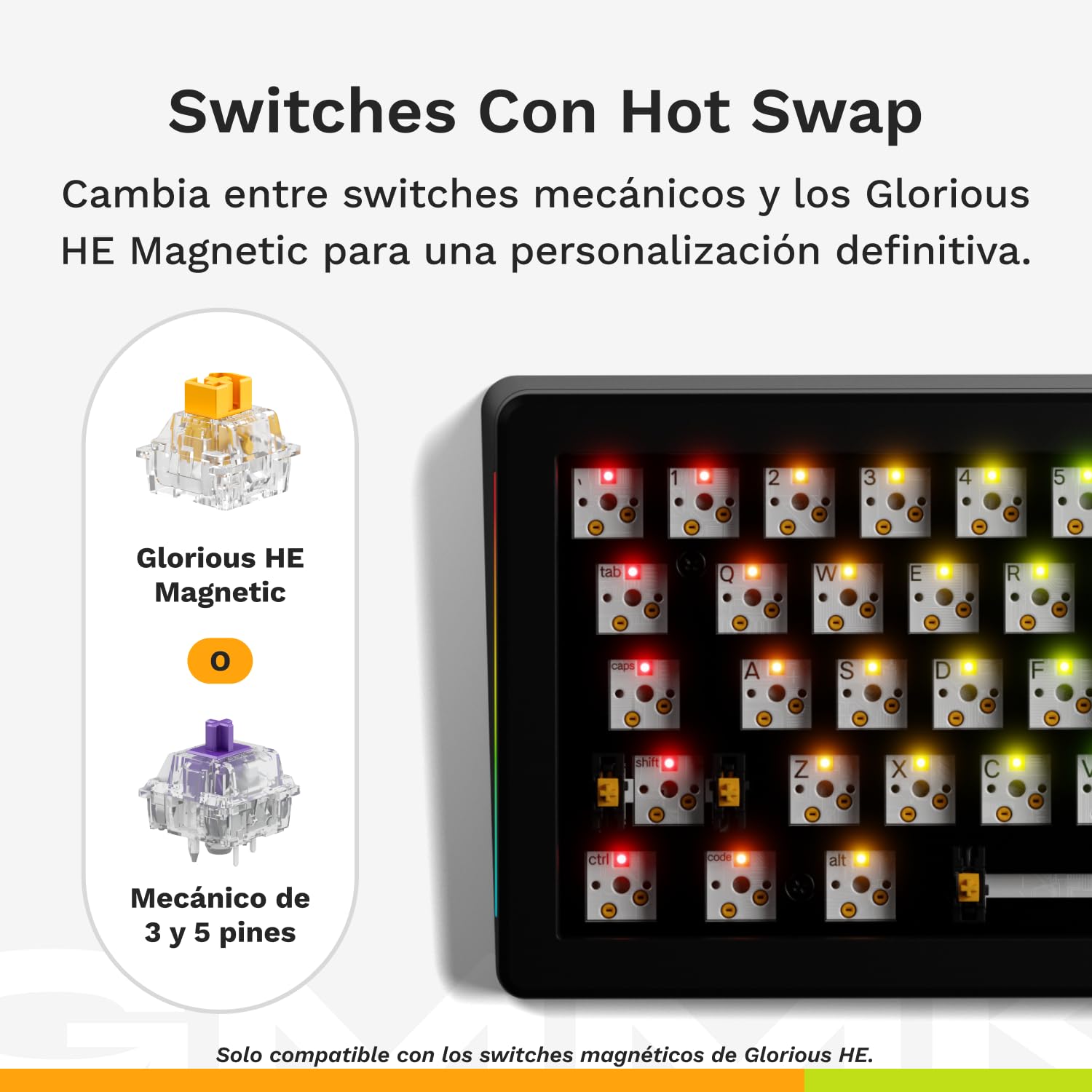 GLORIOUS GMMK 3 HE Teclado Inalámbrico 65% AZERTY FR (Negro) | Tecnología Hall Effect rápida, tasa de sondeo 8000Hz, switches magnéticos Fox, junta modular muy flexible, diseño de calidad