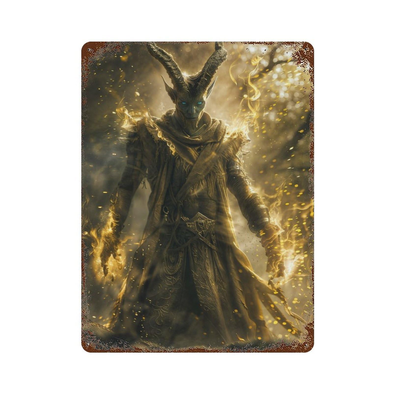 Golden Energy Druid Vintage Rust Metal Sign 15.7"x11.8", Farmhouse Wall Decor for Garage, Pub Or Kitchen