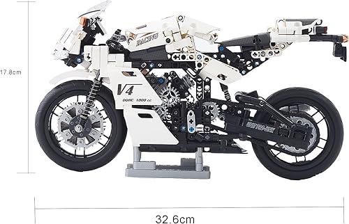 Miniatura 7 de WINNER SPACE Creator Expert - Kit de bloques de construcción de motocicleta de carreras blancas juegos de ladrillos MOC juguetes STEM para niños y