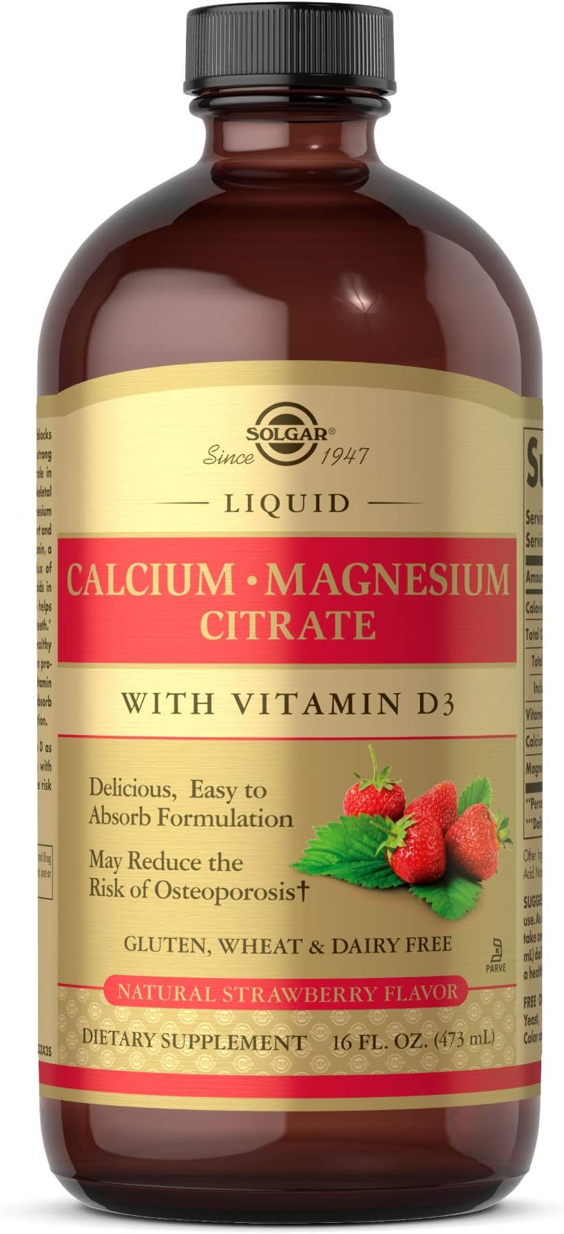 Liquid Calsium Magnesium D3 Strawberry, 16 Oz
