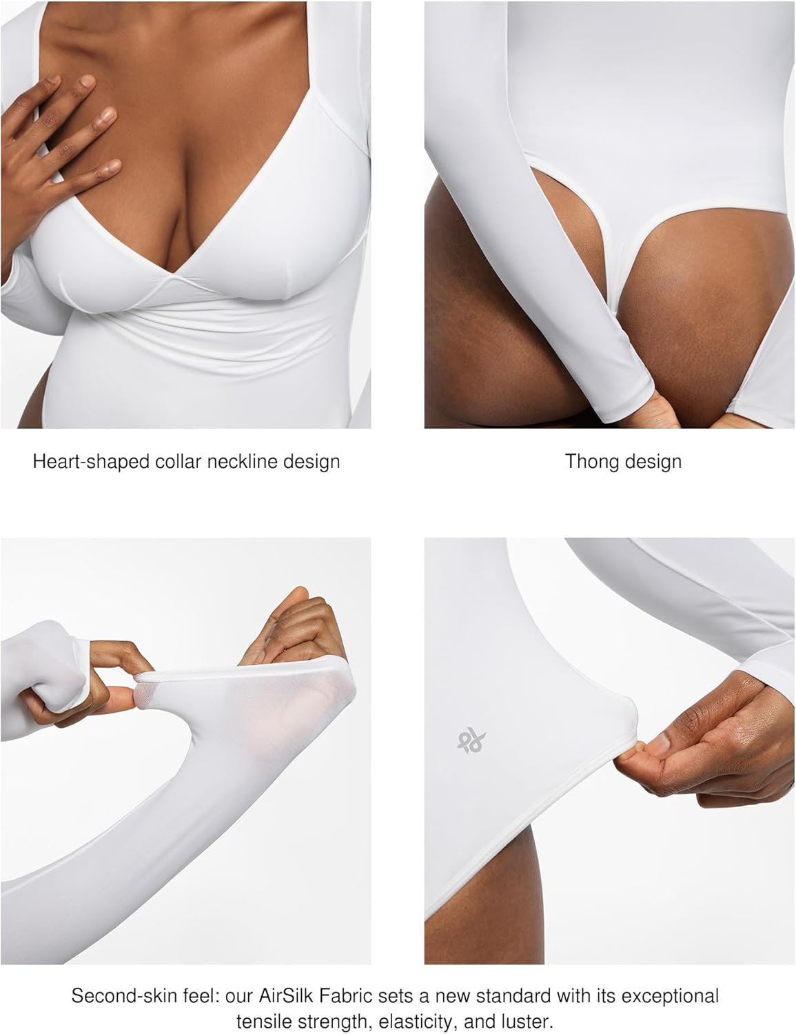Popilush Long Sleeve Body suits for Women Thong Shapewear Bodysuit Tummy Control V Neck Shirt Going Out Tops - Image 3