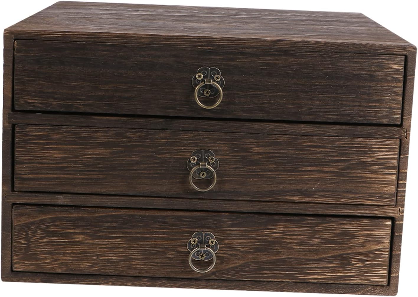 3 Layer Wooden Desktop Drawers Vintage Desktop Storage Box Desk Drawer Box Wood Organizer Shallow Drawer Cab