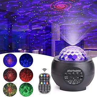 LONGKO Star Night Lights Projector with Remote Control, 2 in 1 with LED Nebula Cloud/Moving Ocean Wave, Galaxy Projection ...
