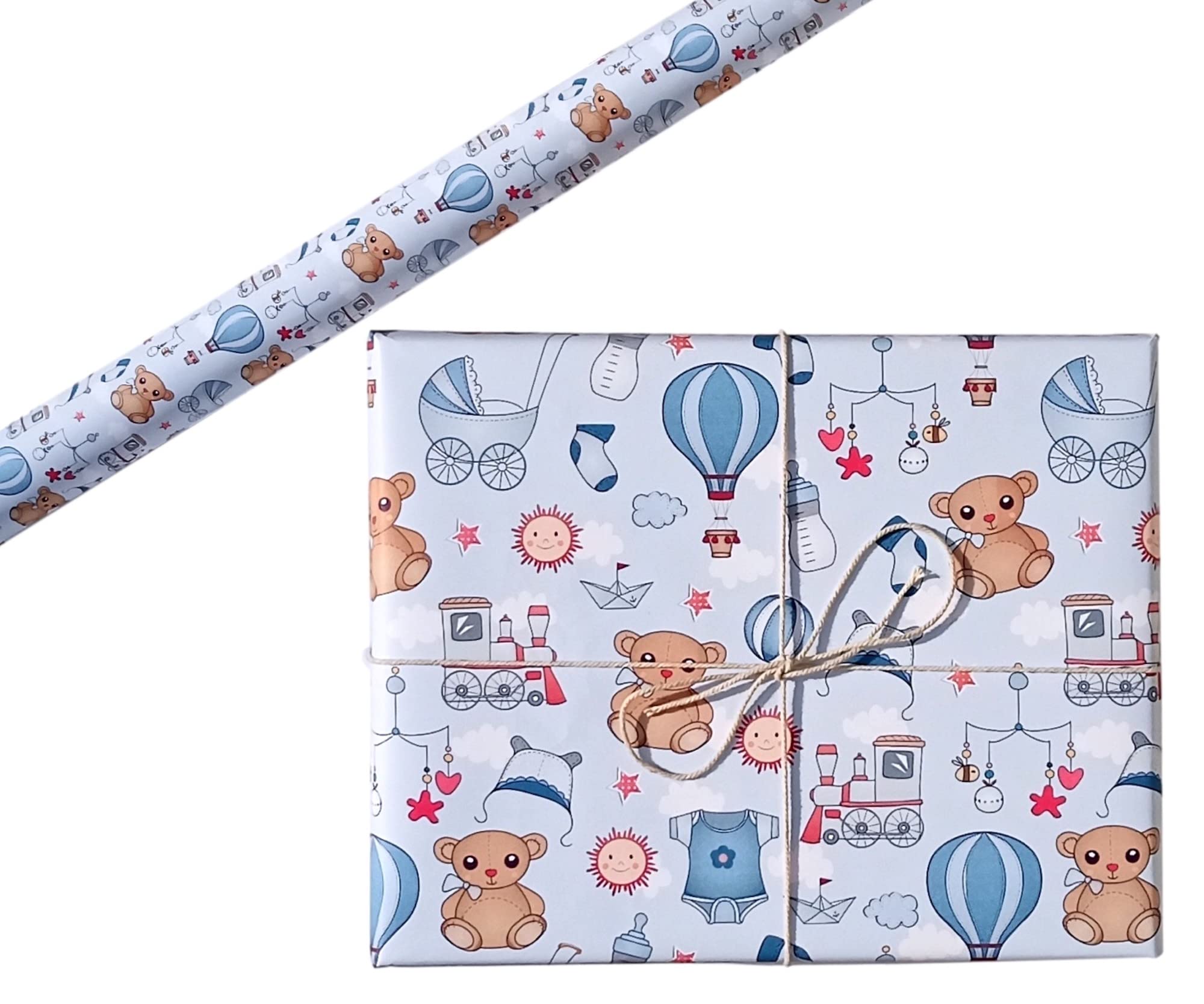 aakar Pack Of 5 Gift Wrapping Paper Sheets Kids, Gift Wraps For Kids (Pack Of 5, Baby Blue)