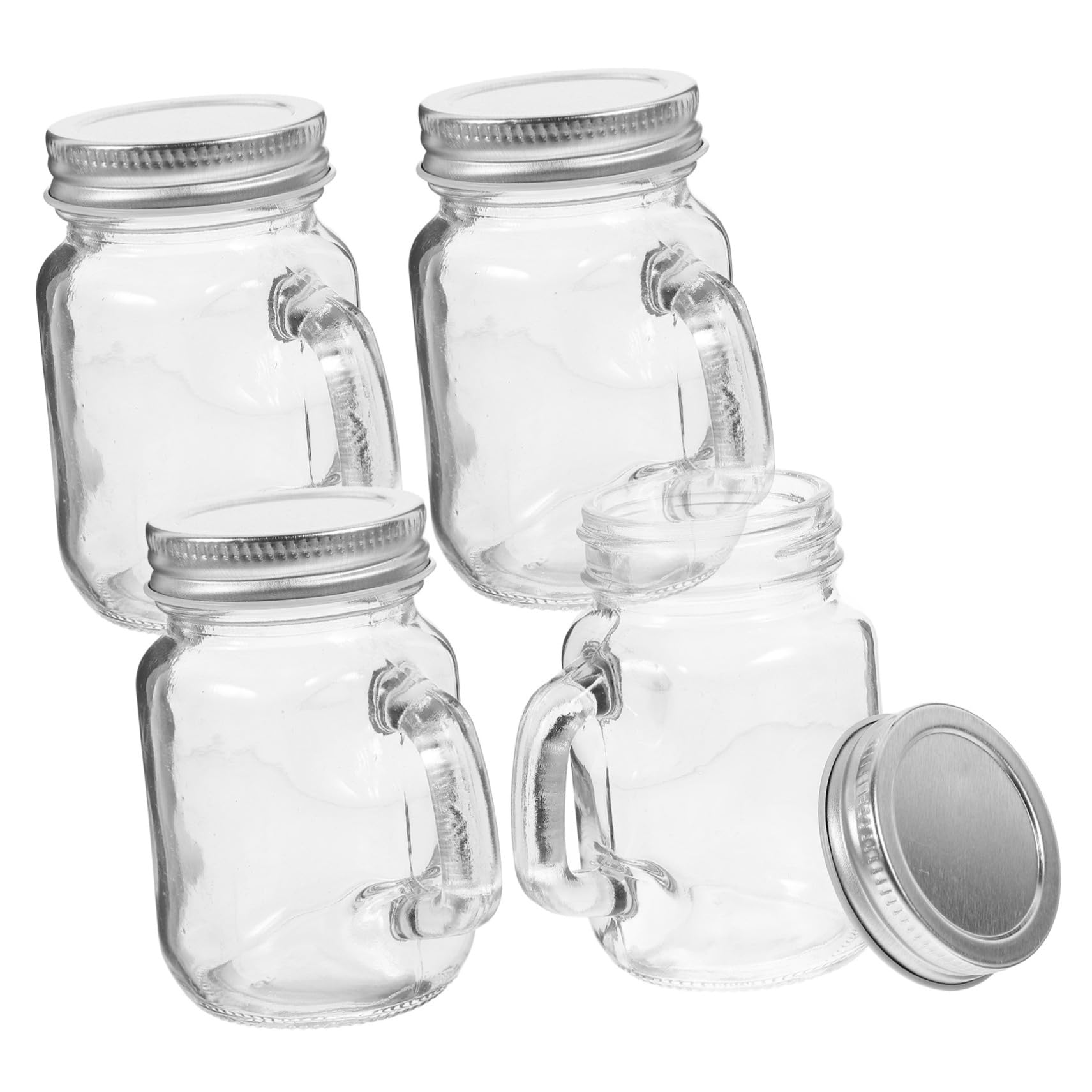 Cabilock 3 Sätze 3 Sets Mini Einmachgläser Honiggläser Getränkeflaschen Kerzengläser Dessert Einmachgläser Gläser Mit Griff Gläser Mit Griff Verschließende 4 Stück * 3