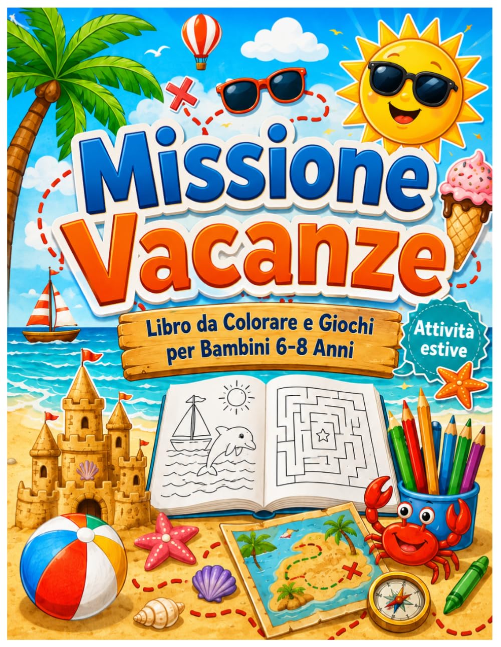 Missione Vacanze: Libro da Colorare e Giochi per Bambini 6-8 Anni